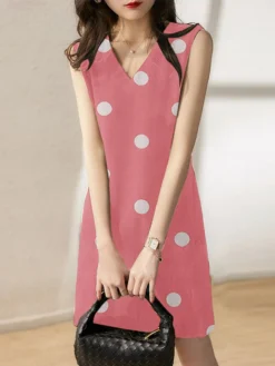 Dot Print V-neck Sleeveless Dress For Women -Zanzea Shop 6cff84d7 b87c 4c35 8f90 ae422ca7a9ee