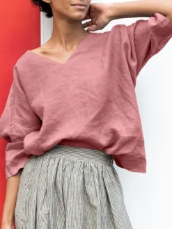 Solid 3/4 Sleeve V-neck Loose Blouse For Women -Zanzea Shop 6d17e80c 5e43 4772 95dc 83a4d90edf0d