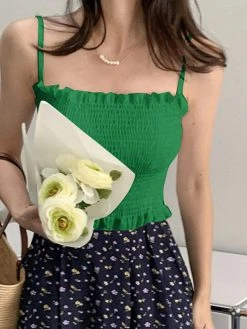 Shirred Adjustable Strap Solid Lettuce Edge Sexy Cami 16 Shirred Adjustable Strap Solid Lettuce Edge Sexy Cami -Zanzea Shop 6d8497d5 4478 4a0a 8e14 ff5782222db2