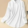 Solid Long Sleeve Lapel Blouse For Women