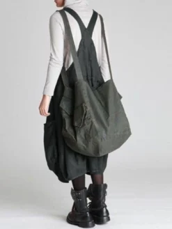 Vintage Straps Solid Color Loose Dress With Pockets -Zanzea Shop 6e9a5b4d 60d8 4946 a27b f7134d0b32df