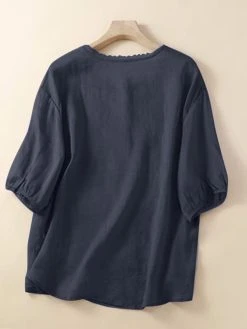 Women Lace Trim Plain Button Up Cotton 3/4 Sleeve Shirt 11 Women Lace Trim Plain Button Up Cotton 3/4 Sleeve Shirt -Zanzea Shop 6ed71bb3 0f65 4473 9f52 c2b8c542fd44