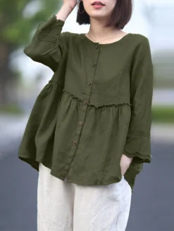 Lace Pleated Long Sleeve Plus Size Loose Blouse -Zanzea Shop 6ede03a2 b313 4569 909c 6239a4dbbe6b