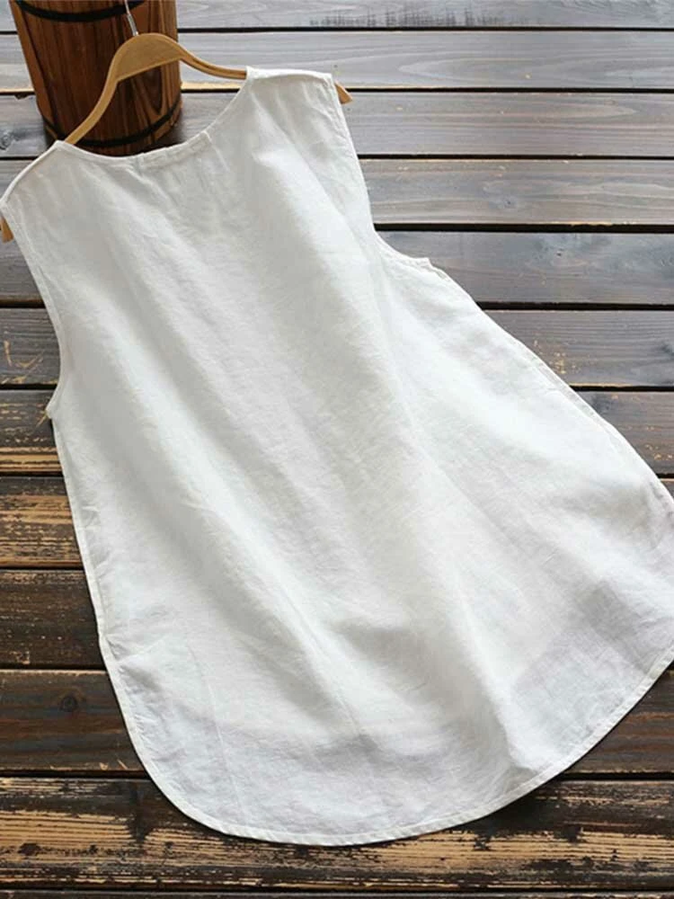 Women Floral Print Sleeveless Crew Neck Tank Top 2 Women Floral Print Sleeveless Crew Neck Tank Top - Image 2