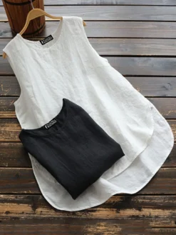 Cotton Solid Color Crew Neck Plus Size Tank Top -Zanzea Shop 6f69b67d 499b 4c3c a5b5 02f2de85105e