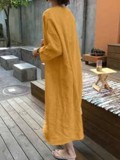 Solid Long Sleeve Loose Crew Neck Vintage Dress -Zanzea Shop 6f7f2ec4 87d1 41bf a3b8 361e4eb1122b