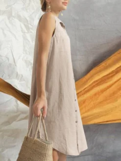 Women Solid Sleeveless Lapel Button Front Shirt Dress -Zanzea Shop 6fc83bc8 9920 4745 bdf4 a22ad70a3f46