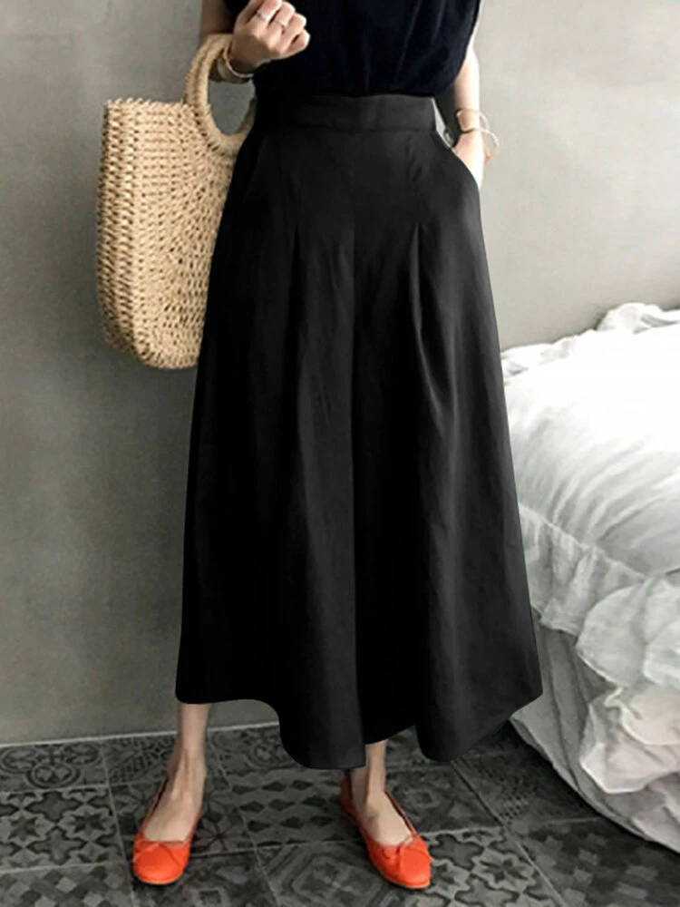 Solid Loose Pocket Elastic Waist Wide Leg Pants 6 Solid Loose Pocket Elastic Waist Wide Leg Pants - Image 6