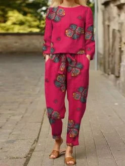 Vintage Flower Print Knotted Two-piece Set Suit -Zanzea Shop 70a3d0d1 3fcf 4697 879a 9d40cd81b129