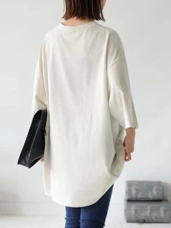 Solid Crew Neck Loose Casual 3/4 Sleeve T-shirt 19 Solid Crew Neck Loose Casual 3/4 Sleeve T-shirt -Zanzea Shop 70cc8e45 36f2 4bcd a515 4f1ae1fa7124