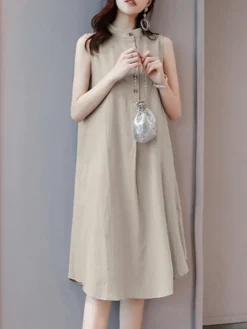 Solid Stand Collar Button Sleeveless Dress For Women 17 Solid Stand Collar Button Sleeveless Dress For Women -Zanzea Shop 7122aa23 c68f 4bb7 8ba7 238c4a63086c