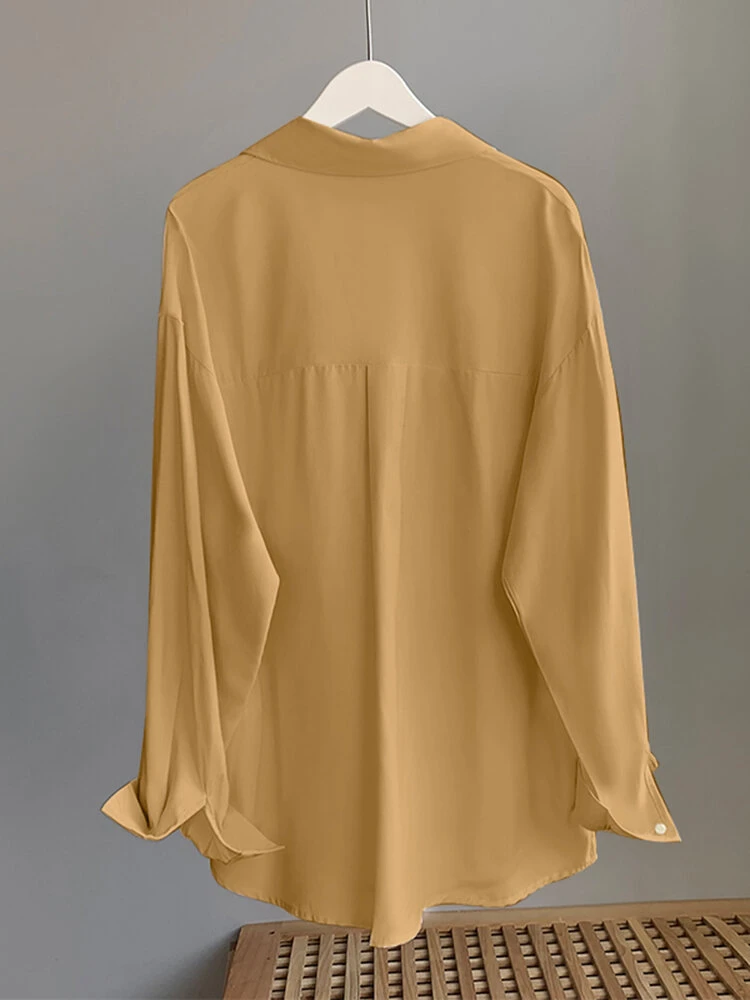 Solid Pocket Button Front Long Sleeve Lapel Shirt 2 Solid Pocket Button Front Long Sleeve Lapel Shirt - Image 2