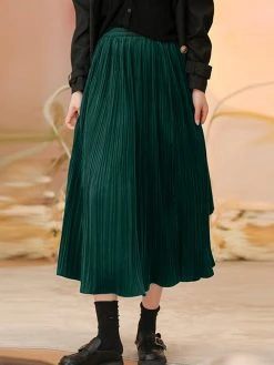 Women Solid A-line Casual Pleated Elastic Waist Skirt -Zanzea Shop 71978f80 89a7 4725 88d6 960f614a41da