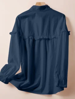 Solid Ruffle Trim Button Front Lapel Long Sleeve Shirt 11 Solid Ruffle Trim Button Front Lapel Long Sleeve Shirt -Zanzea Shop 71db19f0 bca4 4f9b 8b23 b4bb6d374f5c