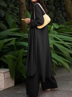 Solid Pocket Button Zip Front Wide Leg Two Pieces Suit -Zanzea Shop 72827f9b b146 4f9e 9c7b 665639f6fa16