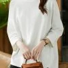 Solid High-low Hem Casual Long Sleeve Crew Neck T-shirt