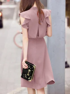 Solid Ruffle Sleeve Tie Neck Invisible Zip Back Dress 21 Solid Ruffle Sleeve Tie Neck Invisible Zip Back Dress -Zanzea Shop 730c9a5d b18d 4bda 9a4f 4a3a4490901d