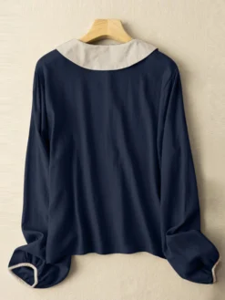 Contrast Long Sleeve Button Front Lapel Women Blouse -Zanzea Shop 73246298 c3c2 4b23 adb9 84bb4e2c47d5