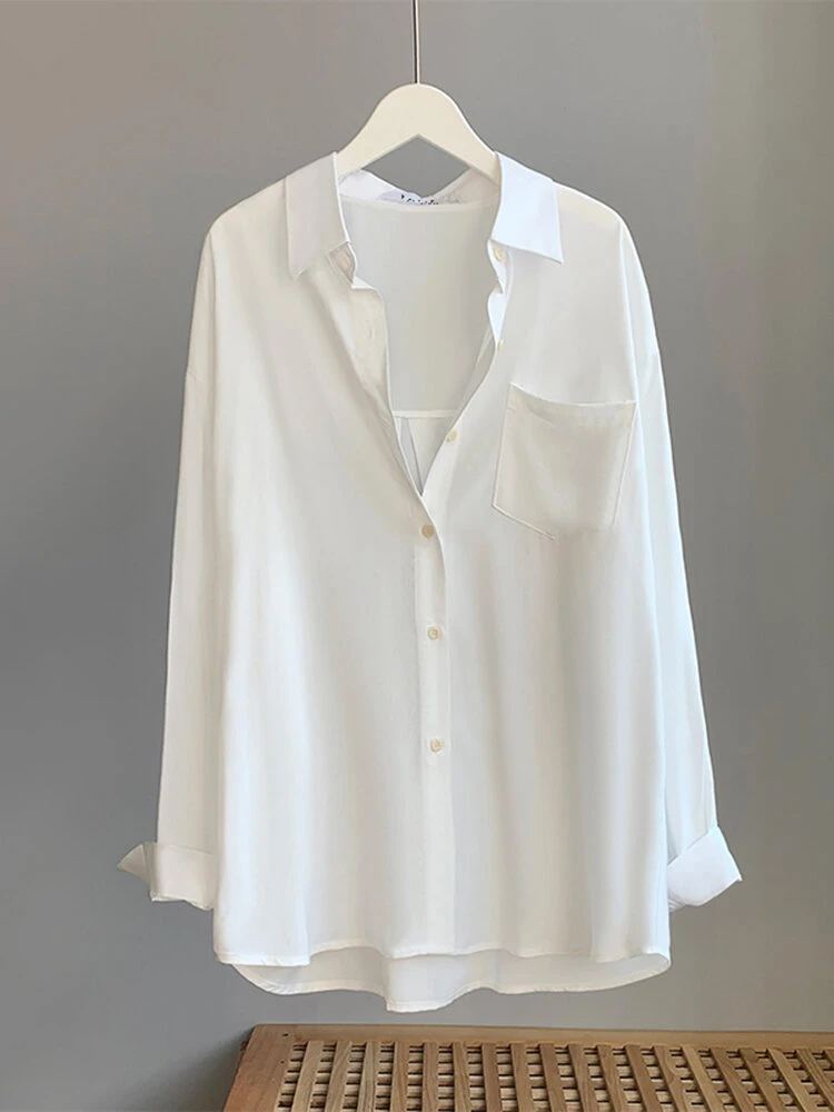 Solid Pocket Button Front Long Sleeve Lapel Shirt 3 Solid Pocket Button Front Long Sleeve Lapel Shirt - Image 3