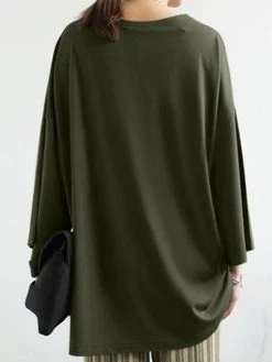 Solid Drop Shoulder Loose Long Sleeve Crew Neck T-shirt -Zanzea Shop 733f4931 d562 4ceb a0f1 b3642a98dea8