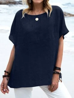 Women Solid Crew Neck Casual Short Sleeve T-shirt -Zanzea Shop 73cedcd7 b3b2 4420 a2c2 cbc5619aab78