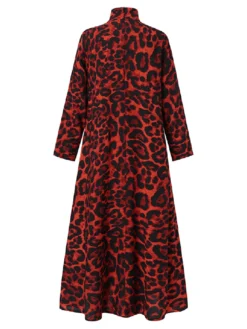Leopard Print Zip Front High Neck Plus Size Long Dress For Women -Zanzea Shop 73dfa217 c2fd 4396 b5aa 794be45869bd