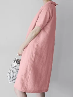 Women Solid Peter Pan Collar Short Sleeve Dress -Zanzea Shop 73e31da1 ff20 4773 a012 bd97c5020c4f