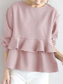 Ruffle Tiered Solid Long Sleeve Crew Neck Casual Blouse 21 Ruffle Tiered Solid Long Sleeve Crew Neck Casual Blouse -Zanzea Shop 74157785 27c6 4cea aa9a f31b405dd883
