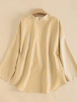 Stripe Print Long Sleeve Button Front Twisted Lapel Blouse -Zanzea Shop 741895ef cd2b 425c 81bb 3b09eb550e1d