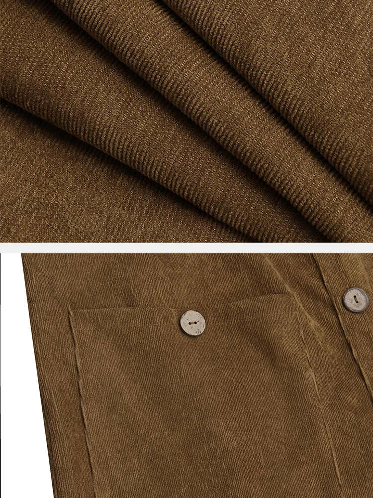 Solid Color Button Pocket Sleeveless Casual Corduroy Jumpsuit For Women 8 Solid Color Button Pocket Sleeveless Casual Corduroy Jumpsuit For Women - Image 8