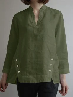 Women Solid Stand Collar Button Design Hem Cotton Blouse 6 Women Solid Stand Collar Button Design Hem Cotton Blouse -Zanzea Shop 75030327 3e27 4ffd ae8c bcd38ac298d2