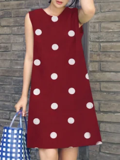 Dot Print Sleeveless Crew Neck Dress For Women -Zanzea Shop 75080bd9 14be 4eda 98d1 1c20051f5426