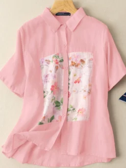 Flower Painted Loose Lapel Short Sleeve Casual Shirt -Zanzea Shop 75228e1f f216 469e affb a1c37ac40aa0