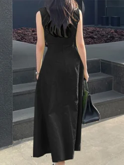 Solid Sleeveless A-line Swing Crew Neck Women Dress -Zanzea Shop 75344445 cf8b 4606 8211 2cd8ce8087b7