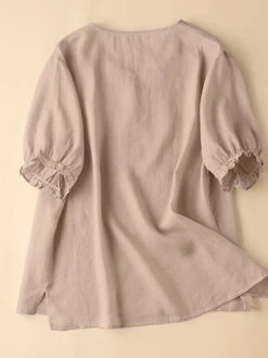 Solid Short Sleeve Casual Crew Neck Women Blouse -Zanzea Shop 7549caa5 b49c 4e4c b987 80343088d7cd