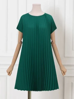 Women Solid Pleated Crew Neck Casual Short Sleeve Dress 11 Women Solid Pleated Crew Neck Casual Short Sleeve Dress -Zanzea Shop 75658365 667d 4c0f 91bb ed91dc4ae12a