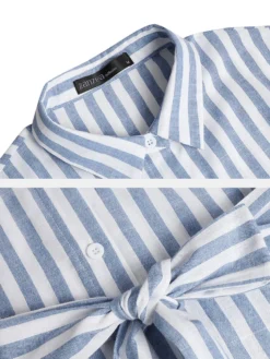 Striped Print Waistband Button Long Sleeve Casual Dress For Women -Zanzea Shop 75687c18 240e 44a3 a645 df8c3ae94057