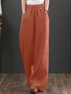 Solid Pocket Straight Leg Pants For Women -Zanzea Shop 757dc8c8 6392 4258 8a58 7b637dbde196