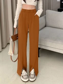 Solid High Waist Pocket Double Slit Hem Tailored Pants 11 Solid High Waist Pocket Double Slit Hem Tailored Pants -Zanzea Shop 76409102 22de 42a1 9973 627e452cad05
