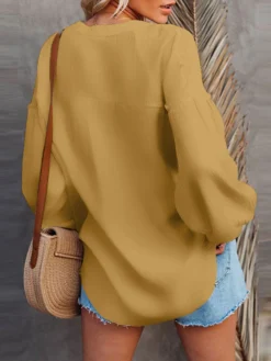 Solid Lantern Sleeve V-neck Casual Blouse For Women -Zanzea Shop 76868d05 4eb8 4f96 9664 87ff6b6d4877
