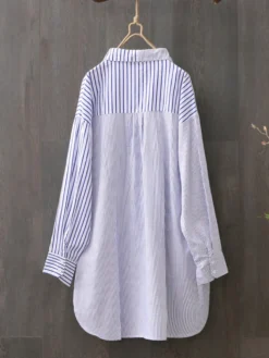 Two Tone Striped Asymmetrical Plus Size Shirt For Women -Zanzea Shop 76a6b9e2 8573 4814 aa41 9b37c4d0b079