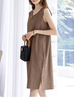 Leisure Solid Slit Hem V Neck Sleeveless Cotton Midi Dress 18 Leisure Solid Slit Hem V Neck Sleeveless Cotton Midi Dress -Zanzea Shop 77cfc850 e64d 4181 afa7 18749f07ffdf