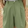 Solid Pocket Elastic Waist Casual Wide Leg Shorts