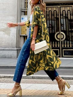 Women Abstract Print Open Front Loose Half Sleeve Kimono -Zanzea Shop 784e6dc3 4316 4611 a91a ef0d94e3782d