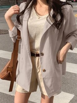 Solid Lapel Long Sleeve Button Front Women Blazer -Zanzea Shop 78533b8c 7887 400c be75 6a7428b0df2c