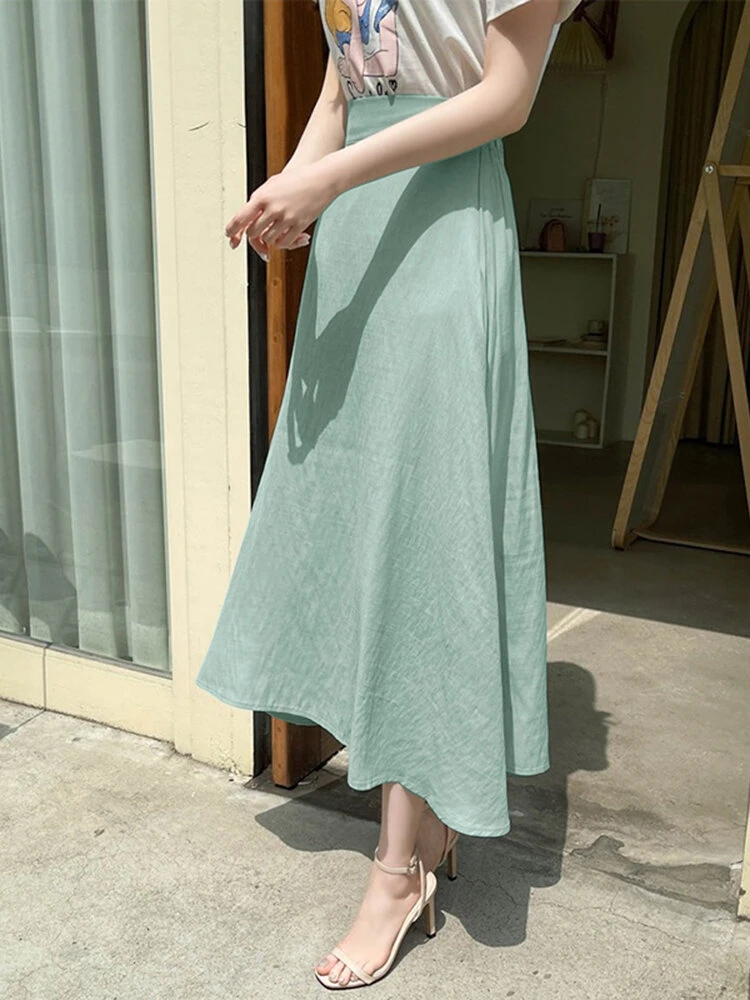 Solid A-line Elastic Waist Back Skirt For Women 3 Solid A-line Elastic Waist Back Skirt For Women - Image 3
