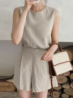 Solid Slit Back Pocket Elastic Waist Two Pieces Suit -Zanzea Shop 7981be21 e106 47bf 8985 2d6a2ecb4574