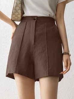 Solid Pocket Button Zip Front Wide Leg Shorts -Zanzea Shop 79e4f075 6aae 4789 8fa9 6075d0968ebc