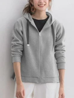 Solid Ruffle Hem Back Zip Pocket Drawstring Hooded Jacket -Zanzea Shop 79e579e1 f3ed 4b46 b393 2976007e93df