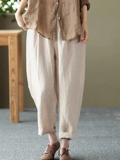 Leisure Solid Cotton Pocket Casual Pants -Zanzea Shop 7a4bb256 b215 4262 8b2a a8b7421a0783